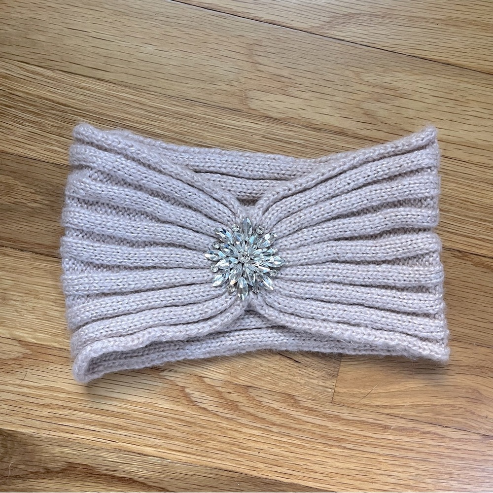 Pink Knitted Embellished Sparkly Winter Headband